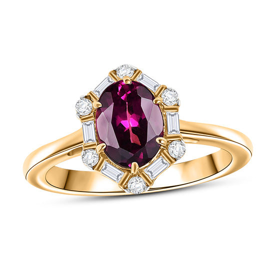 LUXURIANT (10-16 Werktage Lieferzeit) 1,66 ct. AAA Radiant Ember Granat und Labor Diamant Ring in 417 Gold