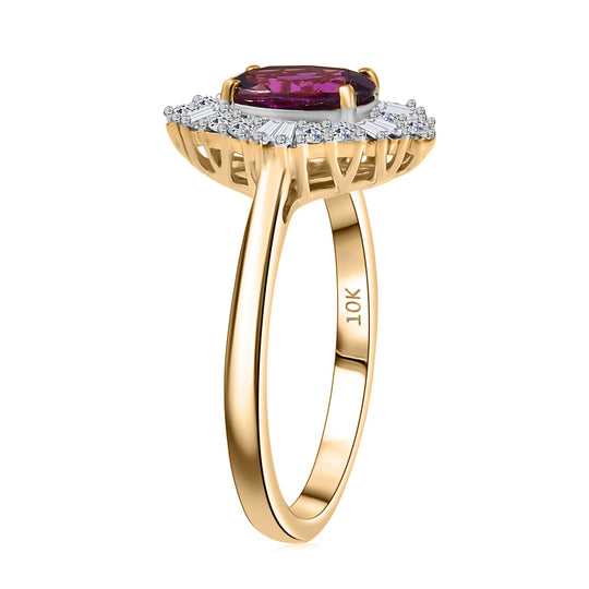 LUXURIANT (10-16 Werktage Lieferzeit) 1,97 ct. AAA Radiant Ember Granat und Labor Diamant Ring in 417 Gold