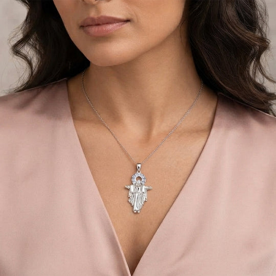 LUSTRO STELLA - Weißer Zirkonia Anhänger 925 Silber rhodiniert