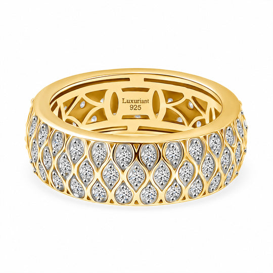 LUXURIANT 1 ct. SGL zertifizierter SI-GH Labor Diamant Ring, 925 Silber 750 Gelbgold Vermeil