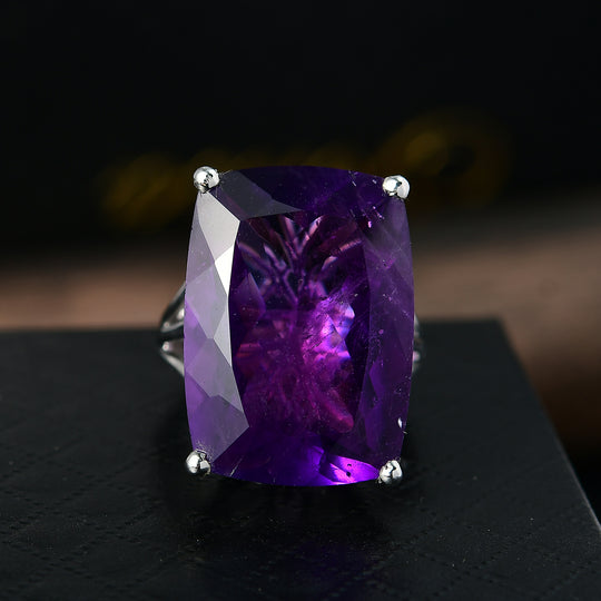 D'Joy AA Afrikanischer Amethyst Ring 925 Silber rhodiniert (Größe 18.00) ca. 39,21 ct