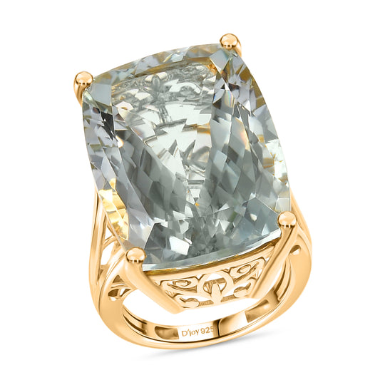 D'Joy AA Prasiolith Ring 925 Silber 750 Gelbgold Vermeil (Größe 17.00) ca. 37,93 ct