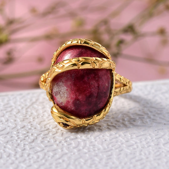 Thulit, Roter Granat Ring Nickelfreies Messing (Größe 18.00) ca. 15,75 ct