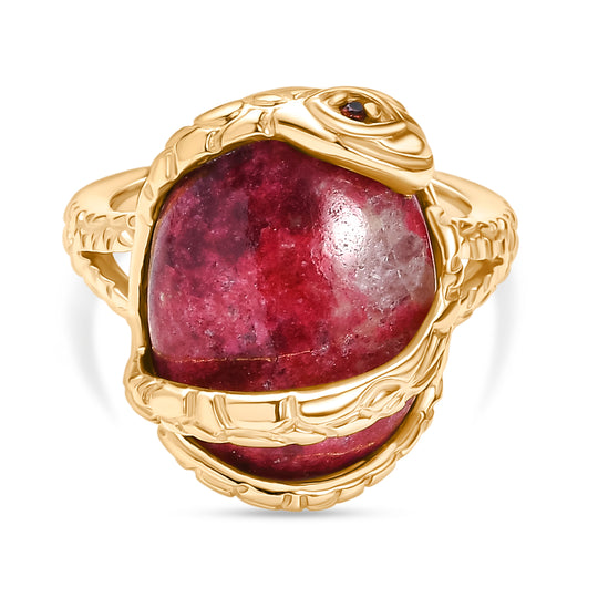 Thulit, Roter Granat Ring Nickelfreies Messing (Größe 18.00) ca. 15,75 ct