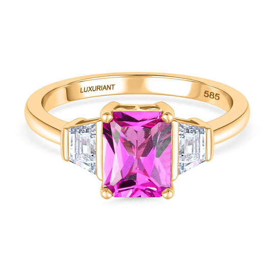 Luxuriant - AAA Lab Grown Rosa Saphir, Lab Grown Diamant Ring 585 Gelb Gold (Größe 18.00) ca. 2.26 ct