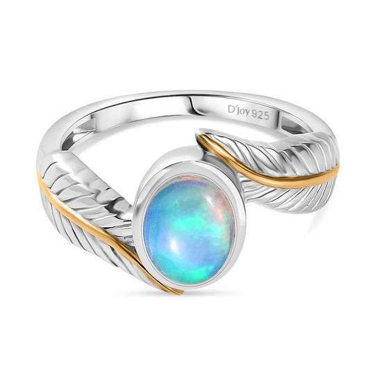 D'Joy AA Natürlicher, äthiopischer Welo Opal Ring 925 Silber platiniert und vergoldet (Größe 20.00) ca. 0.86 ct