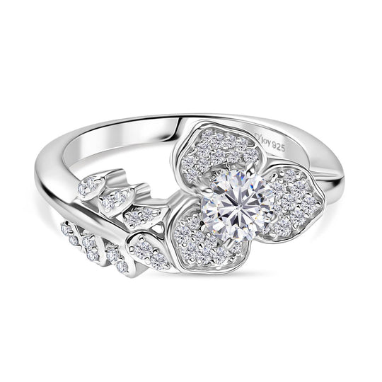 D'Joy Moissanit Ring 925 Silber rhodiniert (Größe 18.00) ca. 0.68 ct