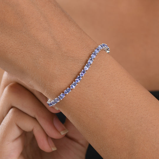 D'Joy Premium Tansanit Armband ca. 18 cm 925 Silber rhodiniert ca. 7.18 ct