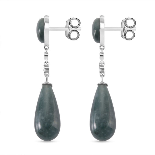 EXTREM SELTEN - Natürlicher Olmek Jadeit Ohrringe 925 Silber rhodiniert ca. 50.00 ct