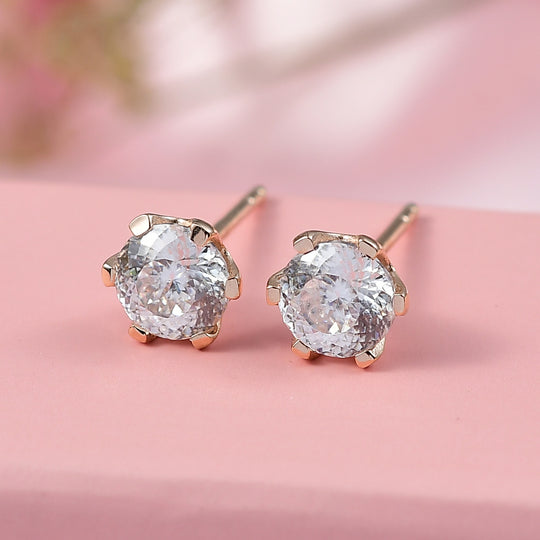 D'Joy 161 Facettiert Moissanit Ohrringe 925 Silber 750 Roségold Vermeil ca. 1.75 ct