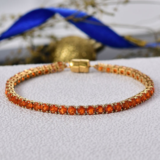 D'Joy AAA Blaze Feueropal Armband ca. 20 cm 925 Silber 750 Gelbgold Vermeil ca. 7,17 ct.
