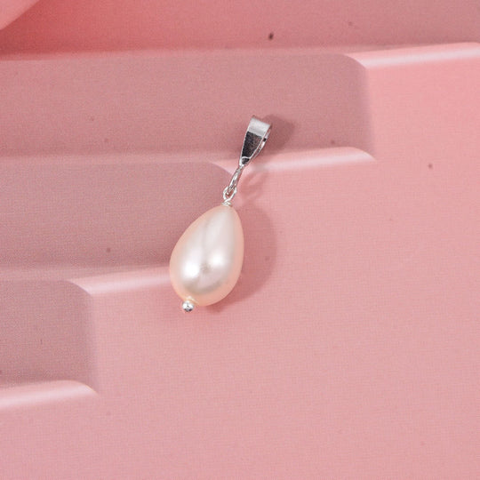 Rosa Muschelkernperle (12X8 mm) Anhänger 925 Silber