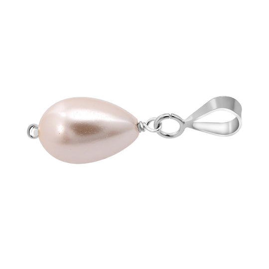 Rosa Muschelkernperle (12X8 mm) Anhänger 925 Silber
