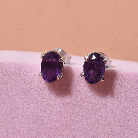 D'Joy Afrikanischer Amethyst Ohrringe 925 Silber rhodiniert ca. 1.00 ct