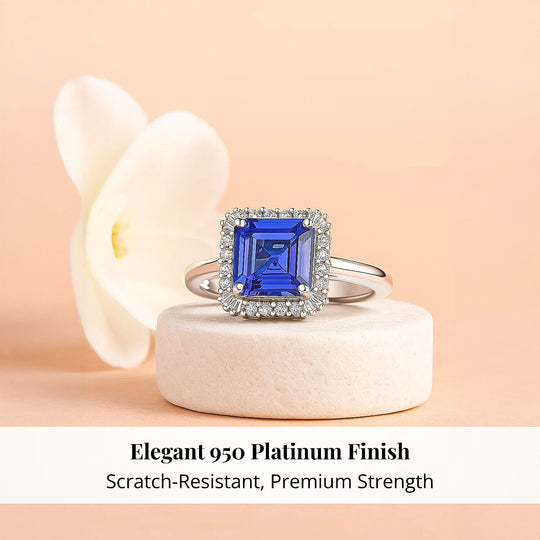 Rhapsody AAAA Tansanit, Weißer Diamant AGI zertifiziert Ring 950 Platin (Größe 18.00) ca. 6.22 ct (9-14 Werktage Lieferzeit)