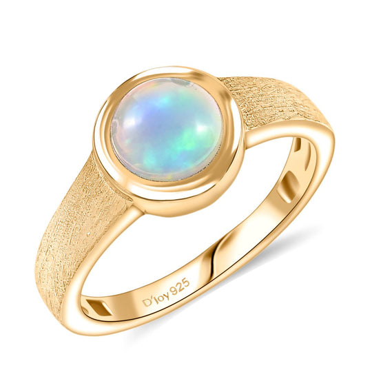 D'Joy AA Natürlicher, äthiopischer Welo Opal Ring 925 Silber 750 Gelb Vergoldet (Größe 20.00) ca. 1.03 ct