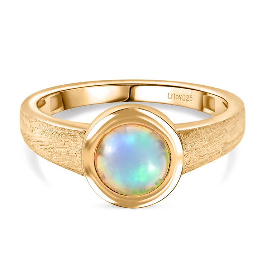 D'Joy AA Natürlicher, äthiopischer Welo Opal Ring 925 Silber 750 Gelb Vergoldet (Größe 20.00) ca. 1.03 ct