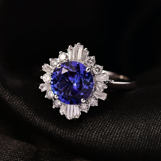 LUXURIANT (10-16 Werktage Lieferzeit) 2,51 ct. AA Tansanit und Labor Diamant Ring in 417 Weißgold