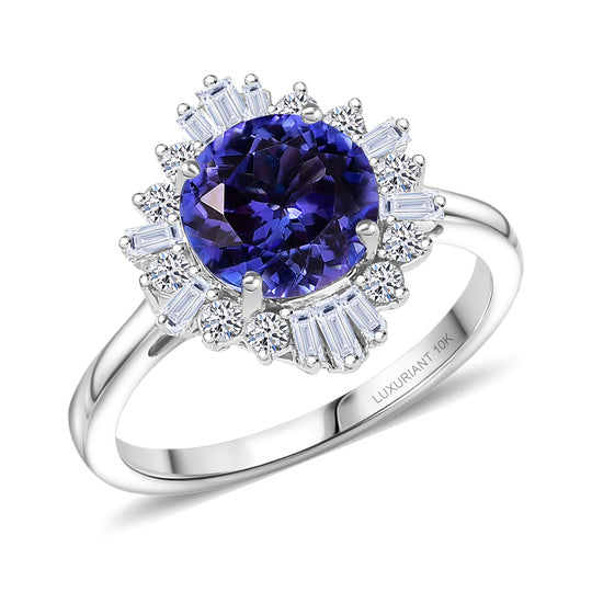 LUXURIANT (10-16 Werktage Lieferzeit) 2,51 ct. AA Tansanit und Labor Diamant Ring in 417 Weißgold