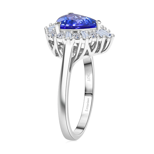 LUXURIANT (10-16 Werktage Lieferzeit) 2,56 ct. AA Tansanit und Labor Diamant Ring in 417 Weißgold