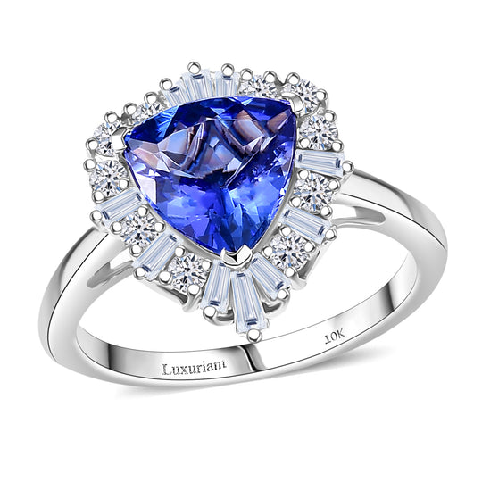 LUXURIANT (10-16 Werktage Lieferzeit) 2,56 ct. AA Tansanit und Labor Diamant Ring in 417 Weißgold