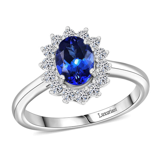 Luxuriant - AAA Tansanit, Lab Grown Diamant AGI zertifiziert Ring 417 Gold (Größe 18.00) ca. 1.50 ct