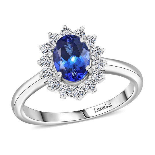 Luxuriant - AAA Tansanit, Lab Grown Diamant AGI zertifiziert Ring 417 Gold (Größe 18.00) ca. 1.50 ct