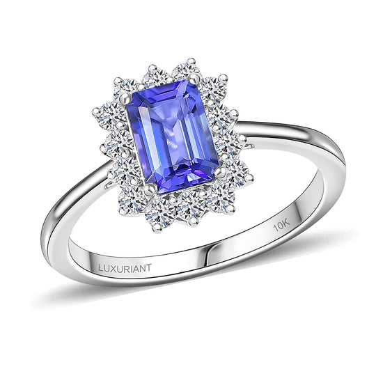 Luxuriant - AAA Tansanit, Lab Grown Diamant AGI zertifiziert Ring 417 Gold (Größe 16.50) ca. 1.50 ct