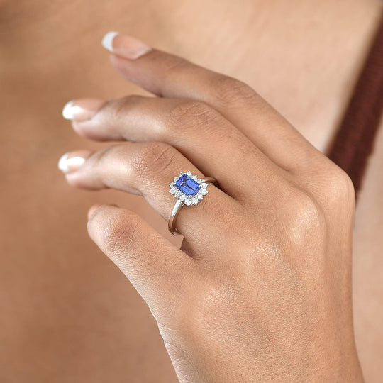 Luxuriant - AAA Tansanit, Lab Grown Diamant AGI zertifiziert Ring 417 Gold (Größe 16.50) ca. 1.50 ct