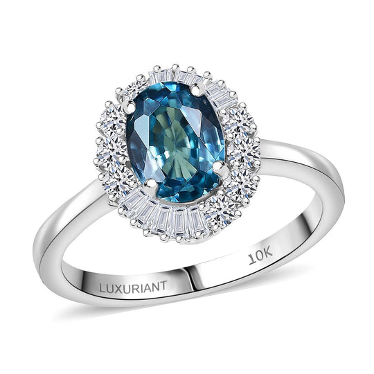 AAA Blauer Zirkon, Lab Grown Diamant Ring, AGI zertifiziert und geprüft, 417 Weißgold (Größe 18.00) ca. 2.58 ct