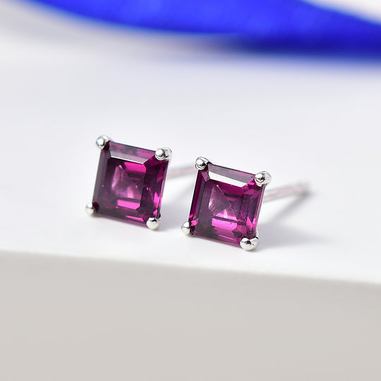 Natürlicher Rhodolith Granat Ohrringe 925 Silber rhodiniert ca. 1.69 ct