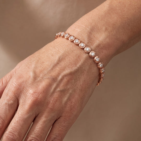 LUXURIANT DIAMOND - Lab Grown Diamant SI-GH Armband ca. 19 cm 925 Silber 750 Roségold Vermeil ca. 4.00 ct