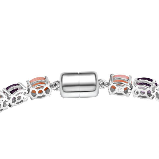 D'Joy AA Rose De France Amethyst, Rosa Opal Armband ca. 19 cm 925 Silber rhodiniert ca. 18,12 ct.