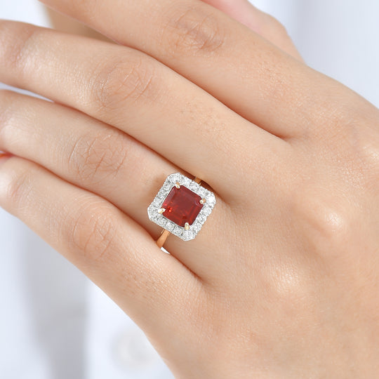 LUXURIANT (10-16 Werktage Lieferzeit) 2,43 ct. AAA Feueropal und Labor Diamant Ring in 417 Gold