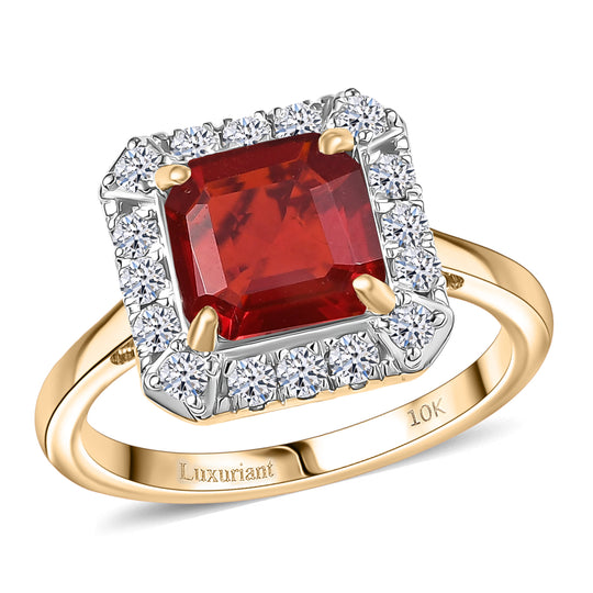 LUXURIANT (10-16 Werktage Lieferzeit) 2,43 ct. AAA Feueropal und Labor Diamant Ring in 417 Gold