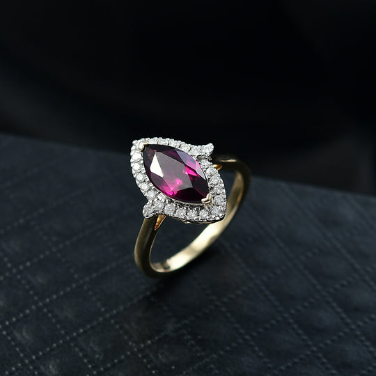 LUXORO AAA Radiant Ember Granat, Weißer Diamant Ring 417 Gold (Größe 20.00) (10-16 Werktage Lieferzeit) ca. 3,22 ct