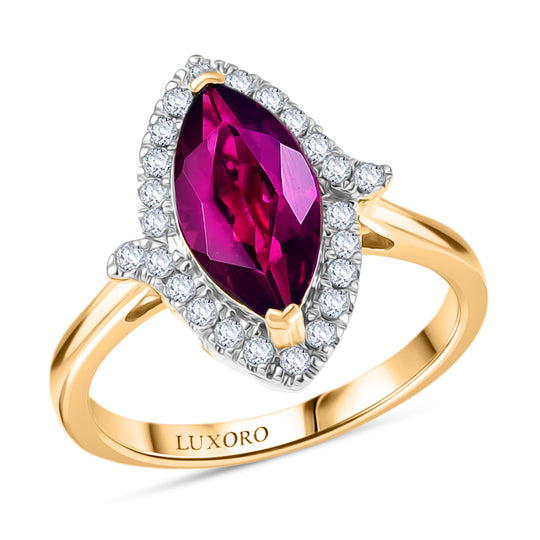 LUXORO AAA Radiant Ember Granat, Weißer Diamant Ring 417 Gold (Größe 20.00) (10-16 Werktage Lieferzeit) ca. 3,22 ct