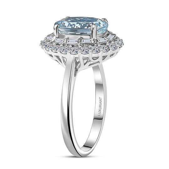 Luxuriant - AAA Aquamarin, Lab Grown Diamant AGI zertifiziert Ring 417 Gold (Größe 17.00) (10-16 Werktage Lieferzeit) ca. 3.03 ct