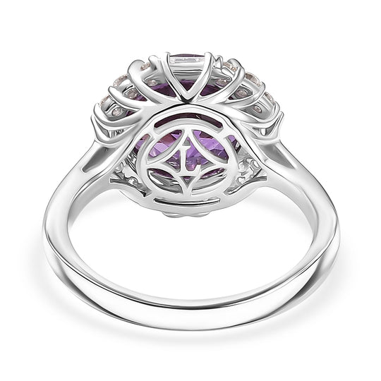 Luxuriant - AAA Lab Grown Farbwechsel-Saphir, Lab Grown Diamant AGI zertifiziert Ring 417 Gold (Größe 18.00) ca. 5.05 ct