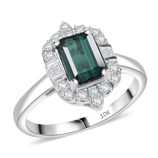 LUXORO AAA Pirineu Lagoon Tourmaline, Weißer Diamant Ring 417 Gold (Größe 17.00) (10-16 Werktage Lieferzeit) ca. 1,80 ct