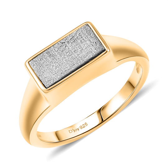 D'Joy Muonionalusta Meteorit Ring 925 Silber 750 Gelbgold Vermeil (Größe 22.00) ca. 7.78 ct