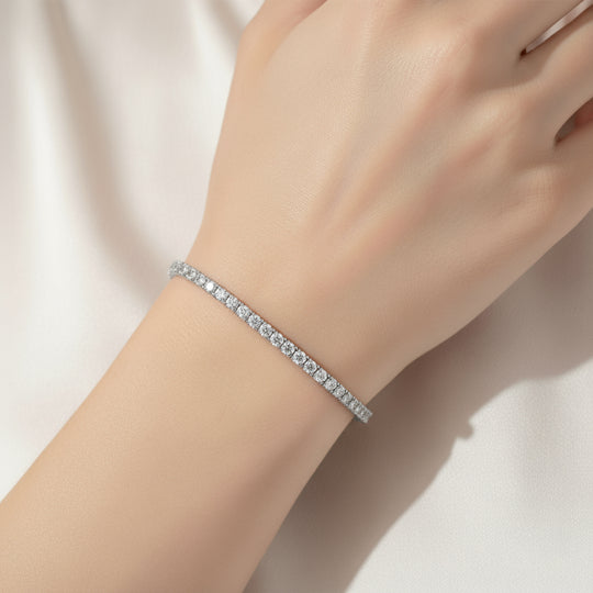 DAS GRÖßTE MOISSANIT ANGEBOT - D'Joy Moissanit Armband ca. 18 cm 925 Silber rhodiniert ca. 4.95 ct