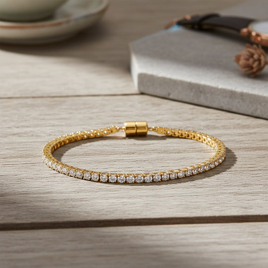 D'Joy Moissanit Armband ca. 19 cm 925 Silber 750 Gelbgold Vermeil ca. 5.48 ct