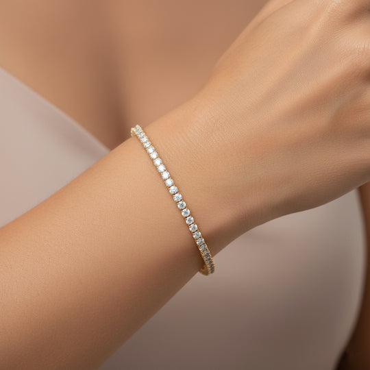 D'Joy Moissanit Armband ca. 19 cm 925 Silber 750 Gelbgold Vermeil ca. 5.48 ct
