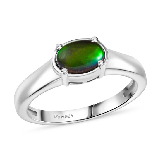 D'Joy Kanadischer Ammolit Ring 925 Silber 750 Gelb Vergoldet (Größe 20.00) ca. 0.87 ct