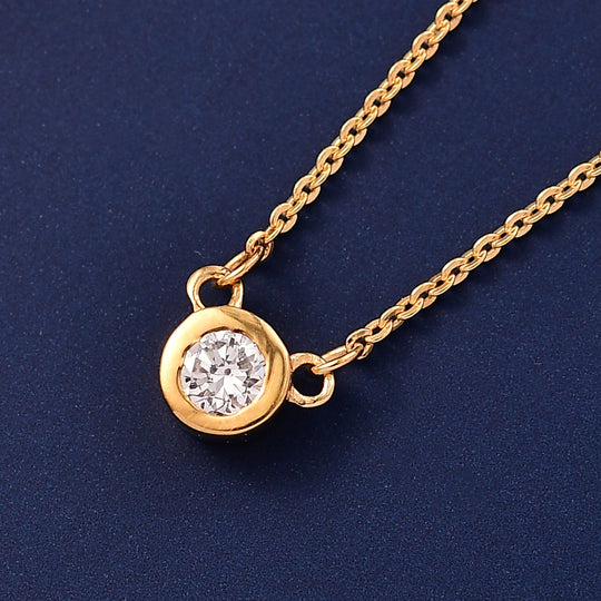 LUXURIANT SI-GH Labor Diamant 45cm Halskette, 925 Silber 750 Gelbgold Vermeil - 0,20 ct.