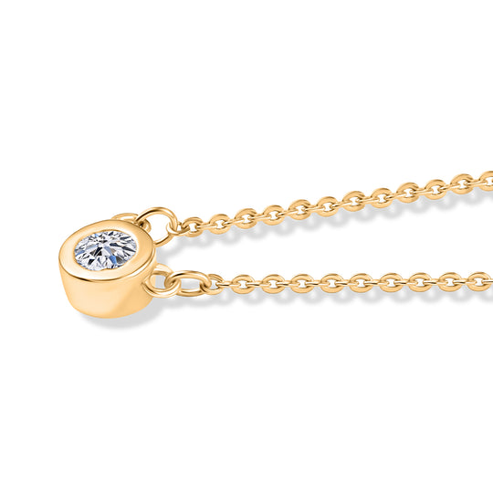LUXURIANT SI-GH Labor Diamant 45cm Halskette, 925 Silber 750 Gelbgold Vermeil - 0,20 ct.