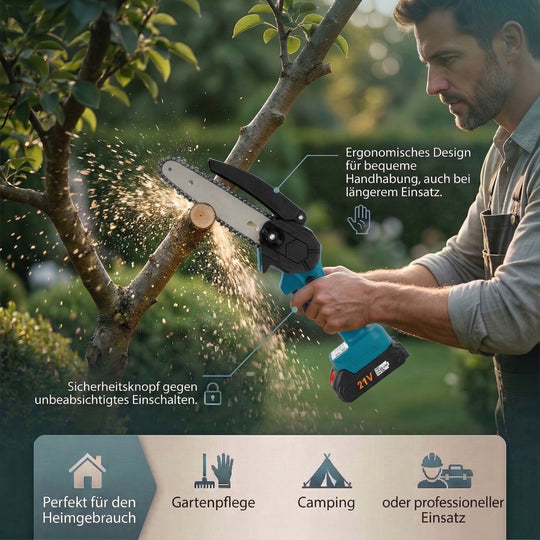 Akku Kettensäge 6 Zoll 21 V 180 W 20000 U min Lithium Akku Blau