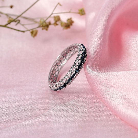 D'Joy Blauer Diamant Ring 925 Silber rhodiniert (Größe 21.00) ca. 0,15 ct