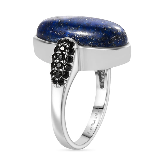 EVER TRUE Lapislazuli, Schwarzer Spinell Ring 316L Edelstahl (Größe 17.00) ca. 11,59 ct